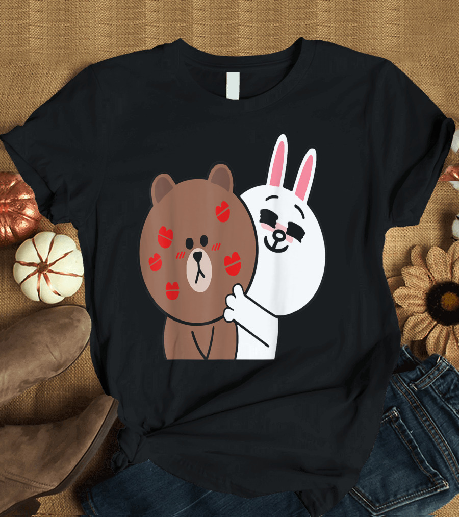 Kissed Brown Bear Cony Bunny Rabbit Shower Me With Love Kisses T-Shirt