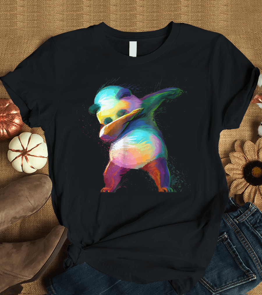 Vibrant Dabbing Panda Multicolor T-Shirt
