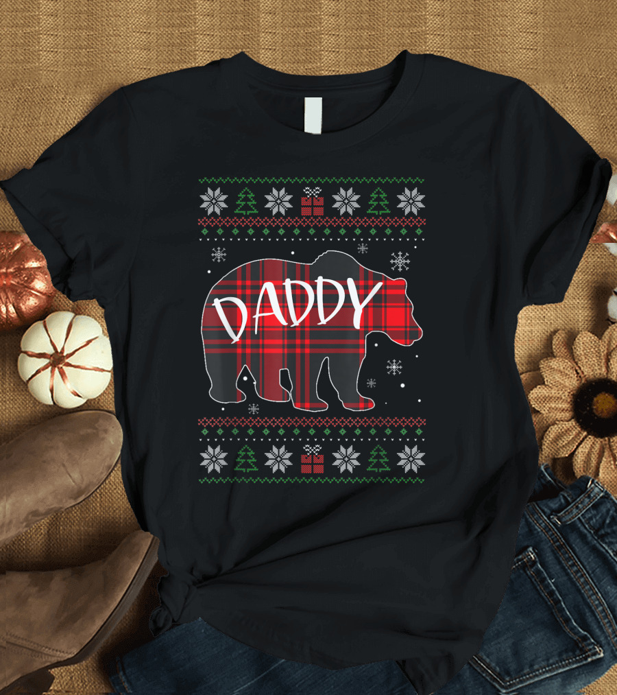Daddy Bear Buffalo Plaid Christmas Family T-Shirt