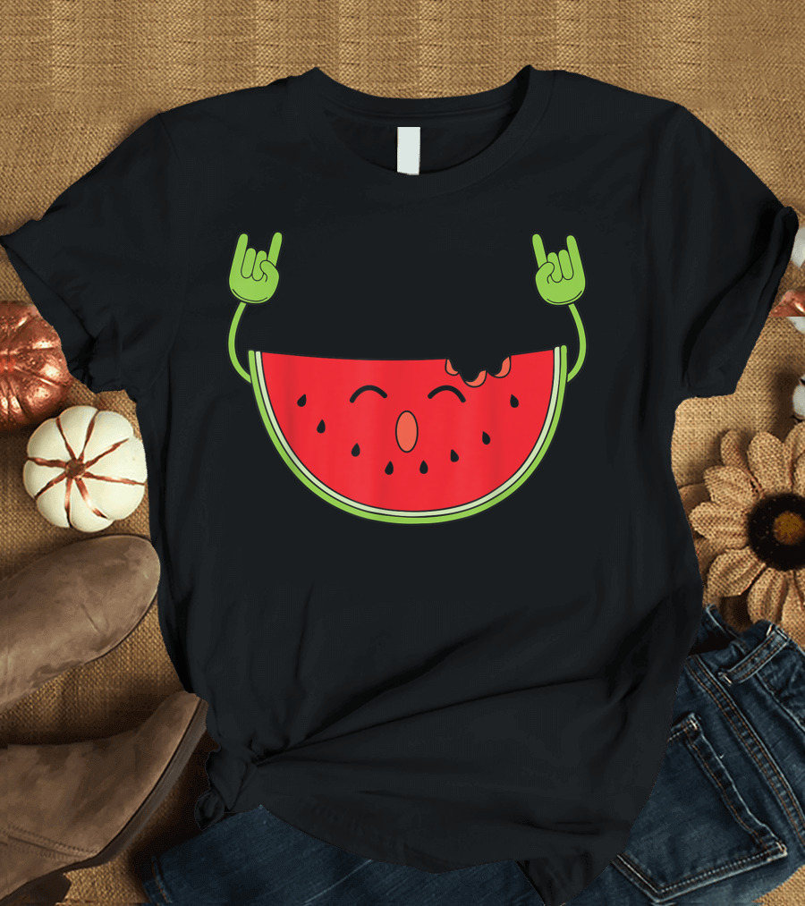 Dancing Watermelon Rock Heart Beats For Fruits T-Shirt