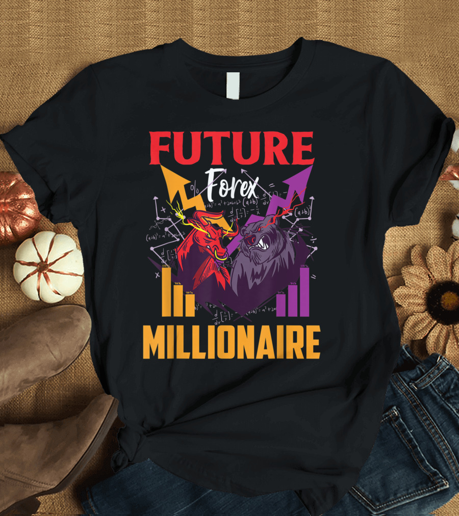 Future Forex Millionaire Bull and Bear Stock Market Trader T-Shirt