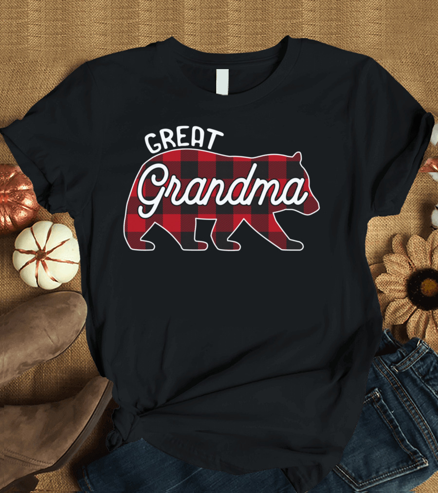 Great Grandma Bear Red Buffalo Plaid T-Shirt