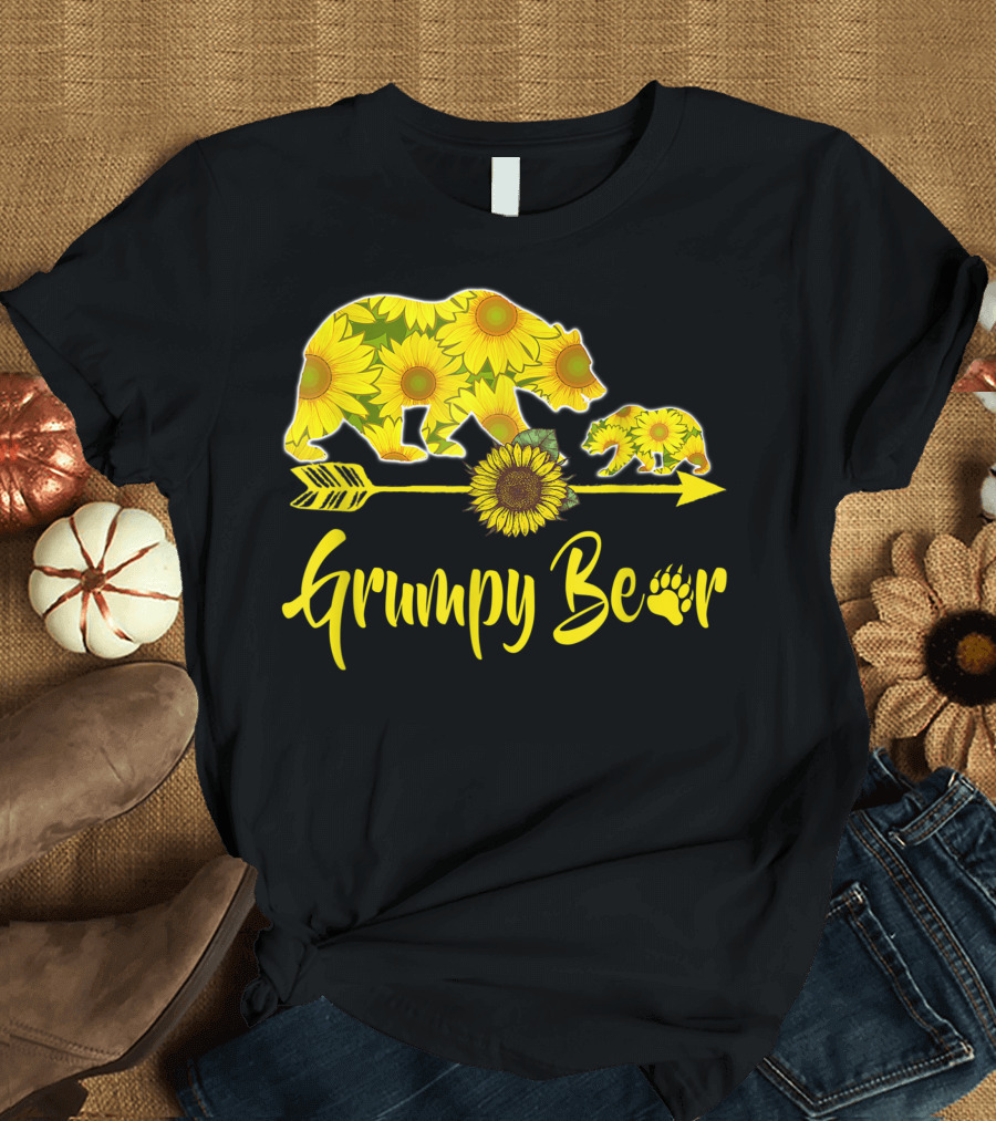 Grumpy Bear Sunflower Arrow Mother Father T-Shirt