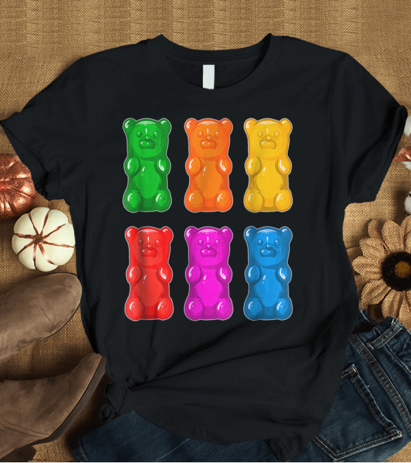 T-Shirt: Gummy Bears Colorful Six-Pack T-Shirt Gummy Bears Colorful Six-Pack T-Shirt