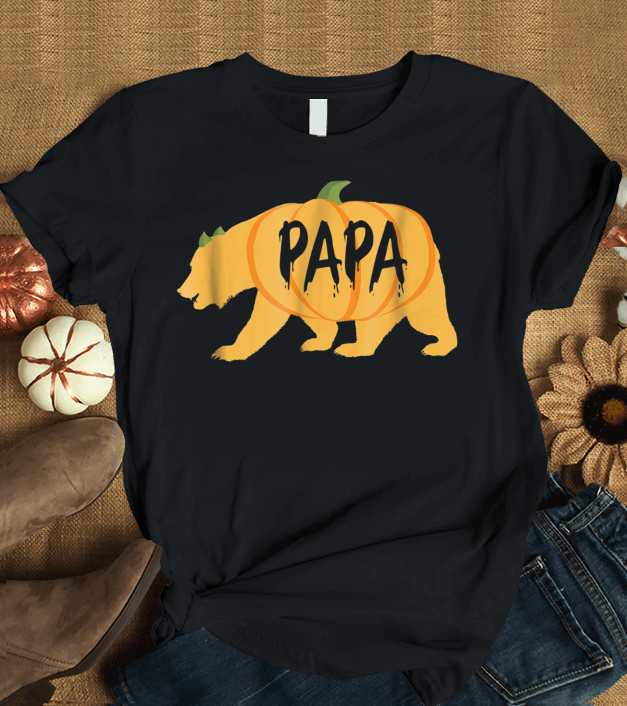 Halloween Papa Bear Pumpkin Fathers Papa T-Shirt