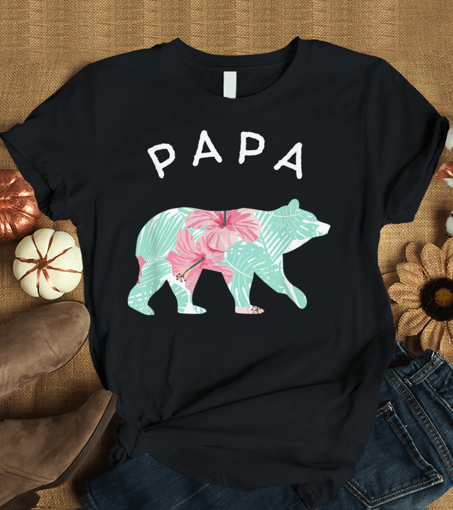 Papa Bear Hibiscus Hawaiian Tropical T-Shirt
