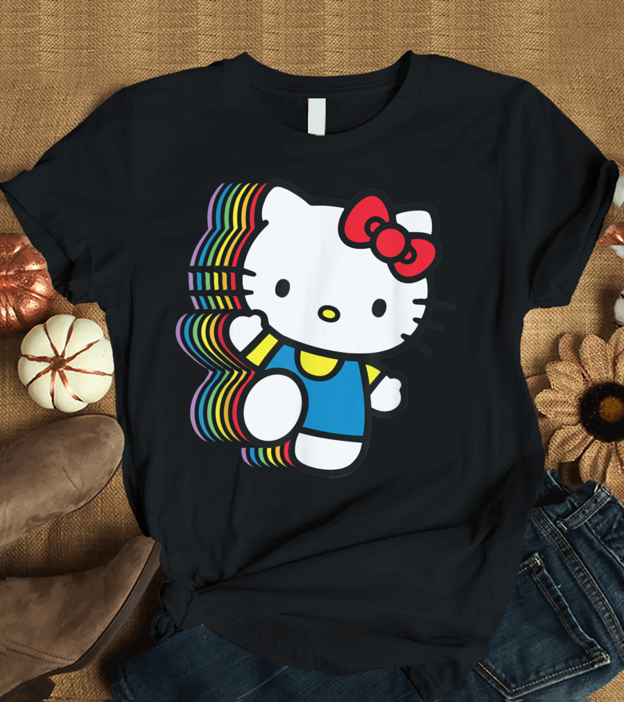 Hello Kitty Rainbow Icon with Bow and Striped Accents T-Shirt
