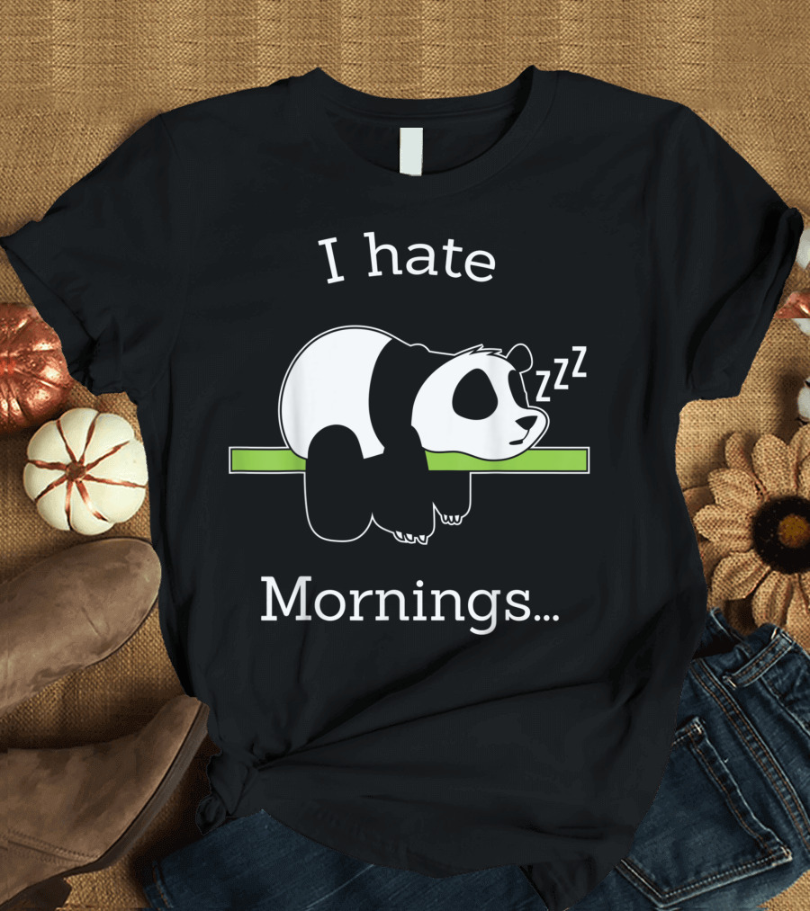 I Hate Mornings Panda Bear Zzz Icons T-Shirt