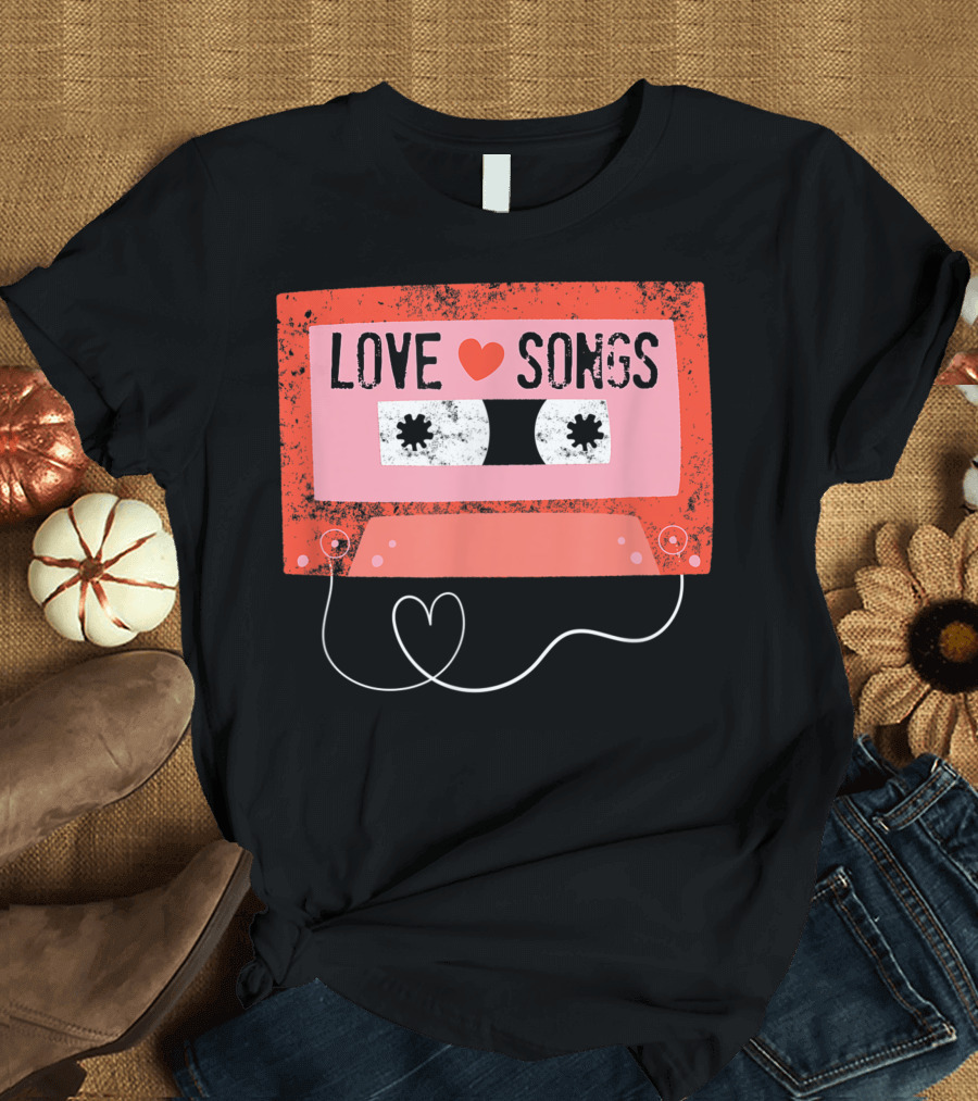 Love Songs Cassette Tape Valentine's Day Heart School T-Shirt