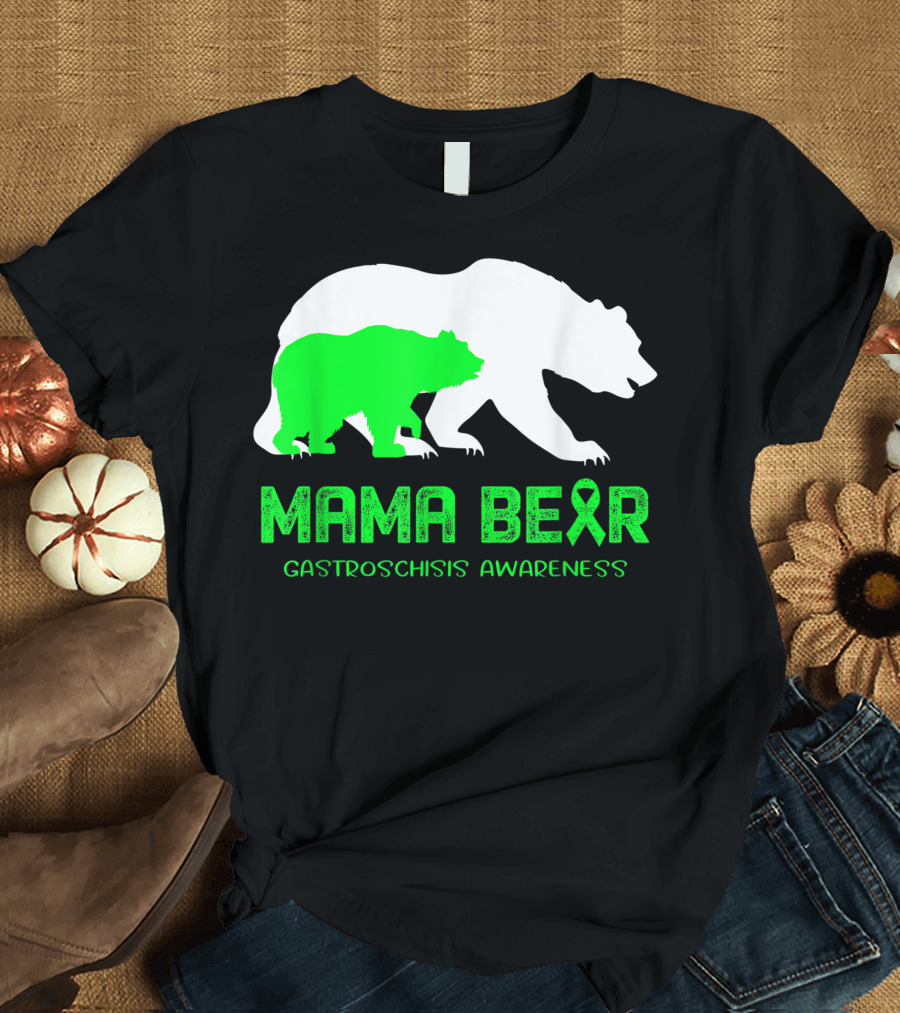 Mama Bear Gastroschisis Awareness Green T-Shirt
