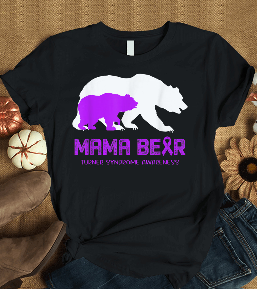 Mama Bear Turner Syndrome Awareness Ribbon Bear T-Shirt