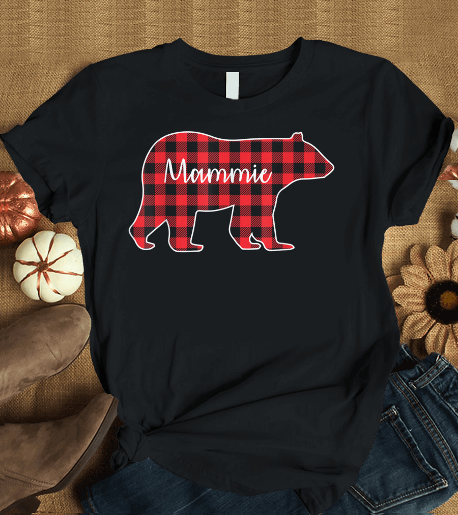 Mammie Bear Red Plaid Buffalo Check T-Shirt