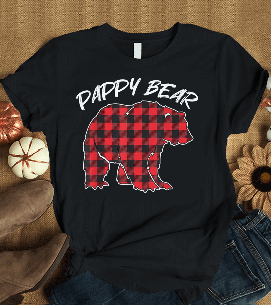 Pappy Bear Matching Christmas Red Plaid T-Shirt