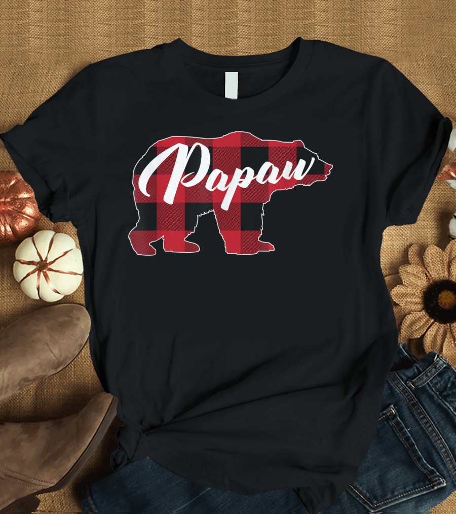 Pawpaw Red Plaid Buffalo Bear T-Shirt