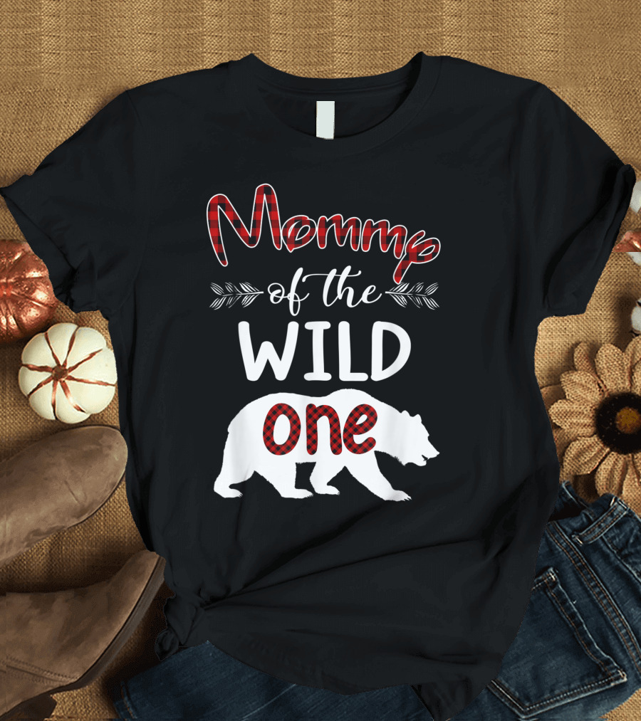 Mommy of the Wild One Plaid Bear Birthday T-Shirt