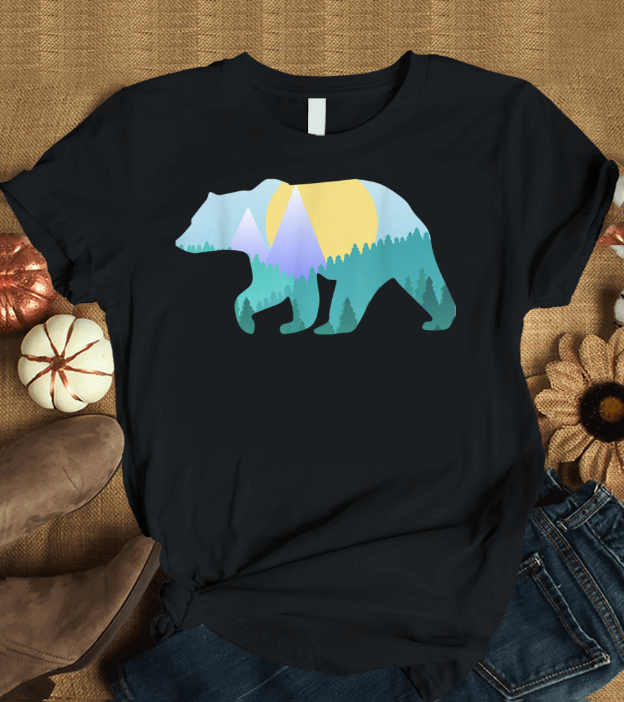 Mountain Bear Nature Hiking Outdoors Camping Mens Womens T-Shirt