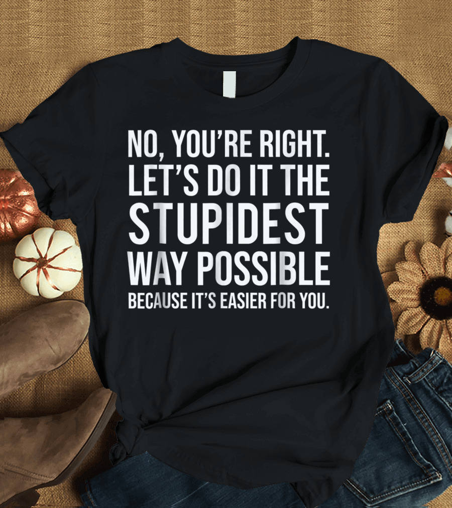 No You're Right Let's Do It the Stupidest Way Possible Because It's Easier for You T-Shirt