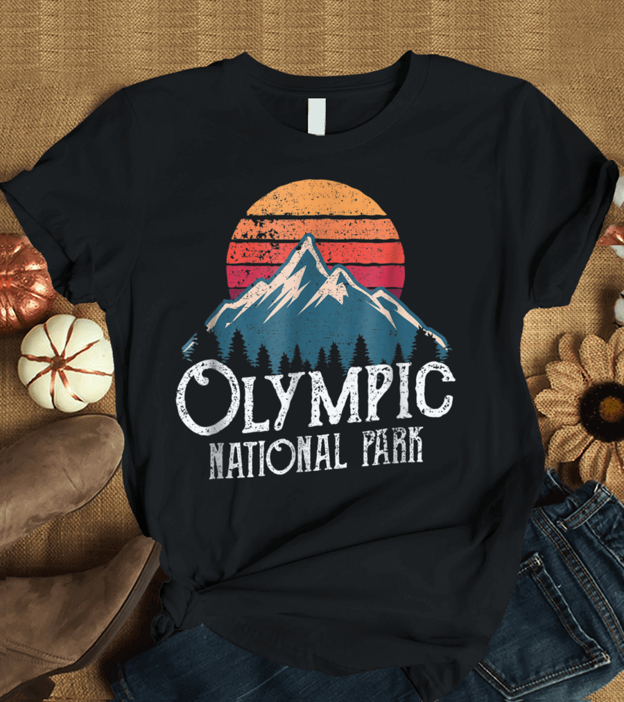 Olympic National Park Washington Mountains Vintage Sunset T-Shirt