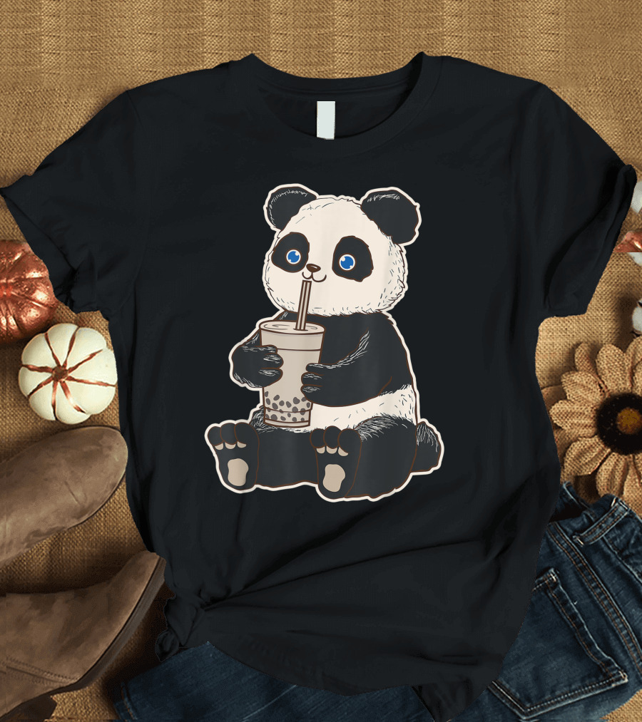 Panda Bear Bubble Tea Boba Animal Drink Giant Pandabear Cute T-Shirt