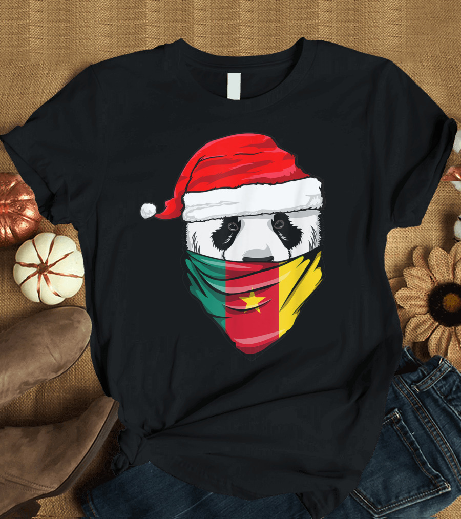 Panda Santa Hat Cameroon Flag Bandana T-Shirt