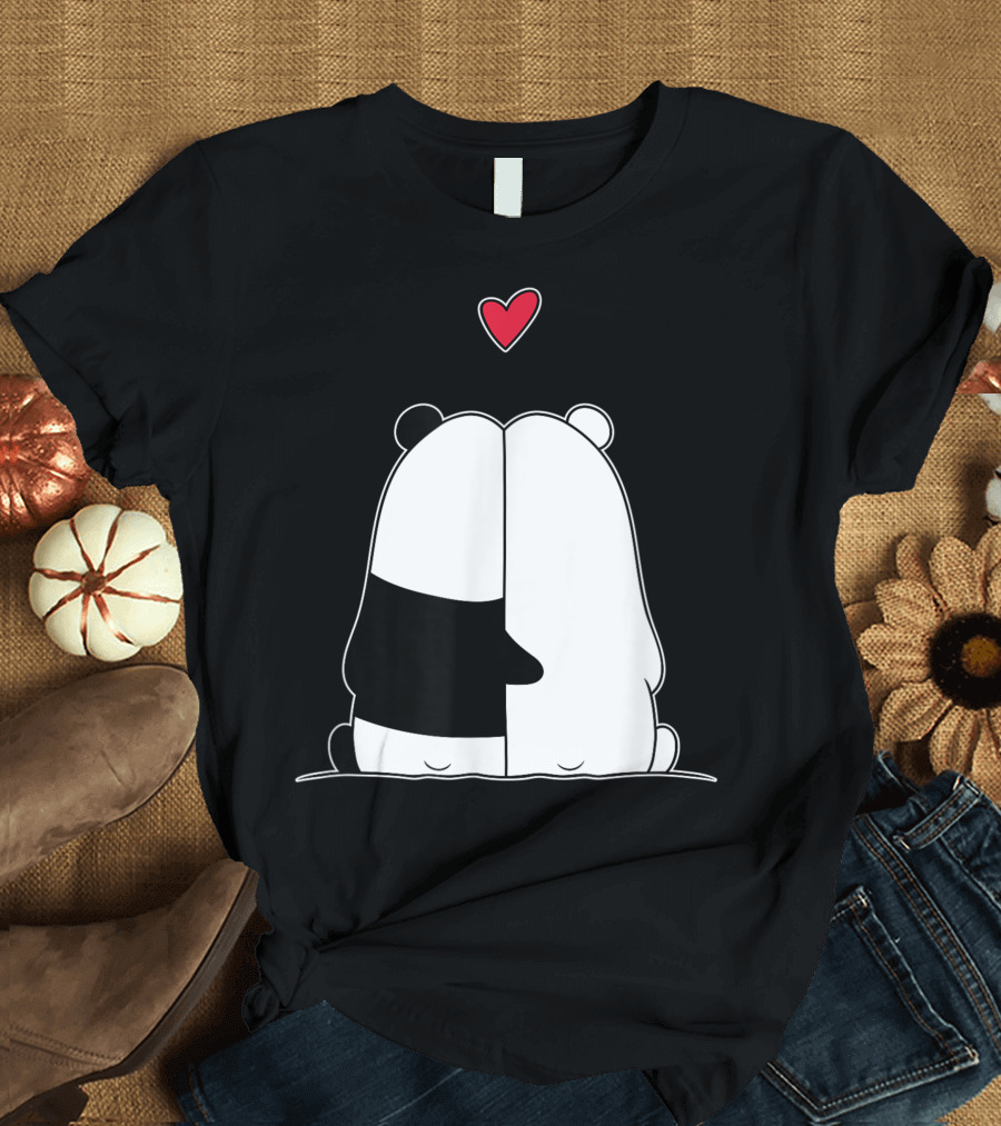 Panda Polar Bear Love Couples Girlfriend Valentines Day Heart T-Shirt