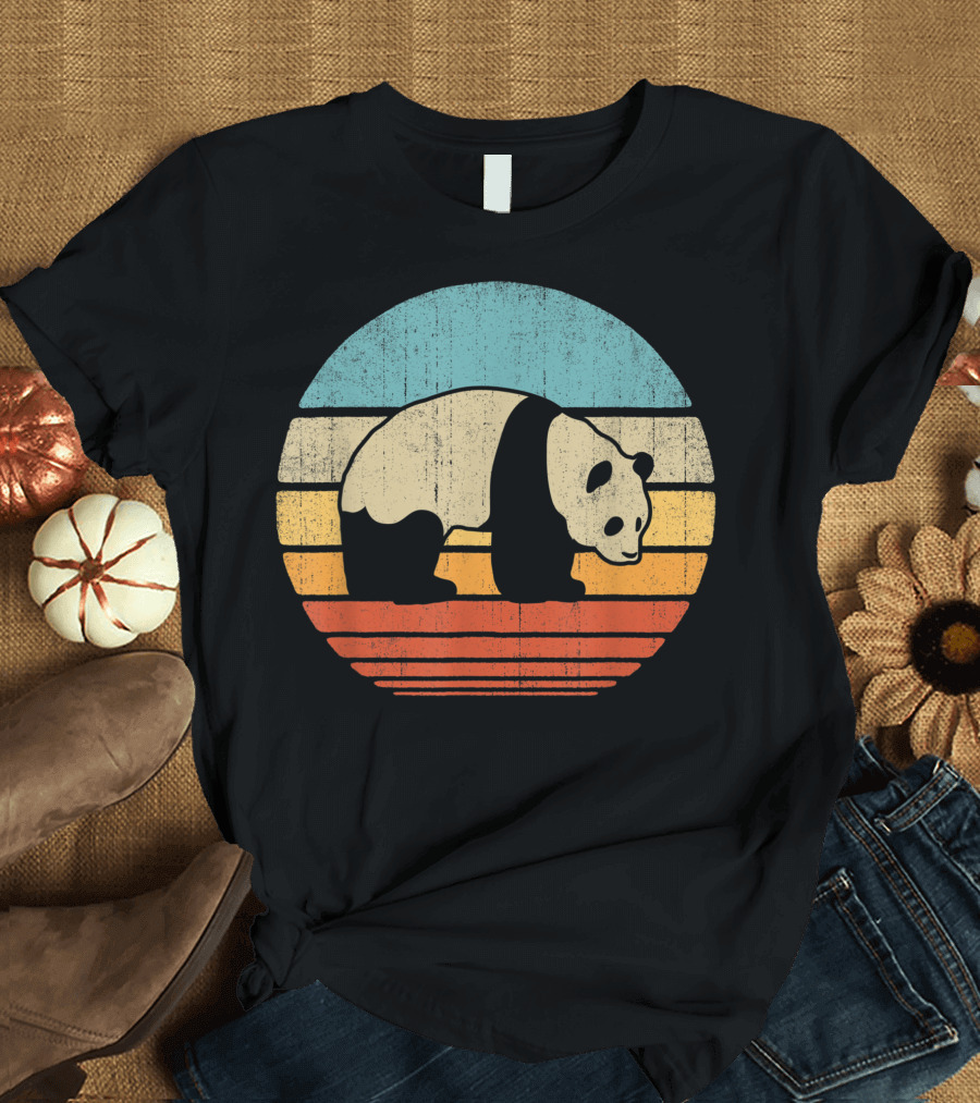 Panda Vintage Retro 60S 70S Zoo Animal Bear Lover T-Shirt