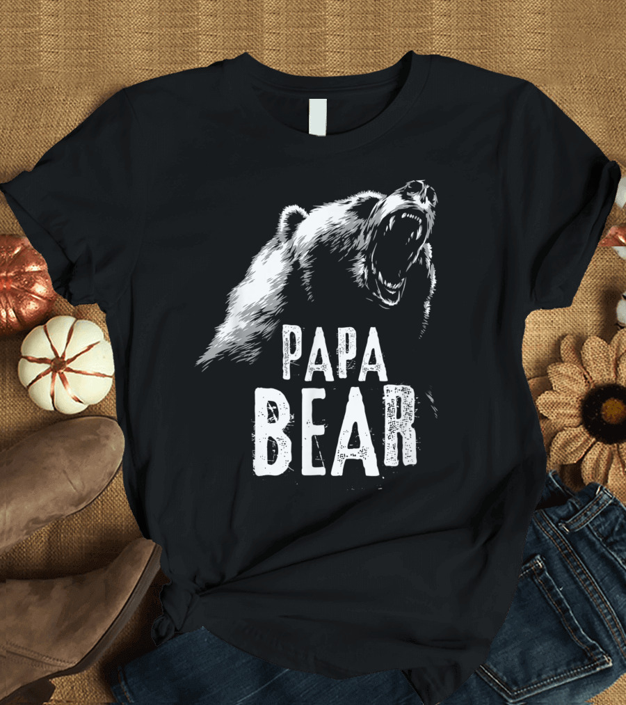 Papa Bear Best Dad Father Pop Bear Roaring T-Shirt