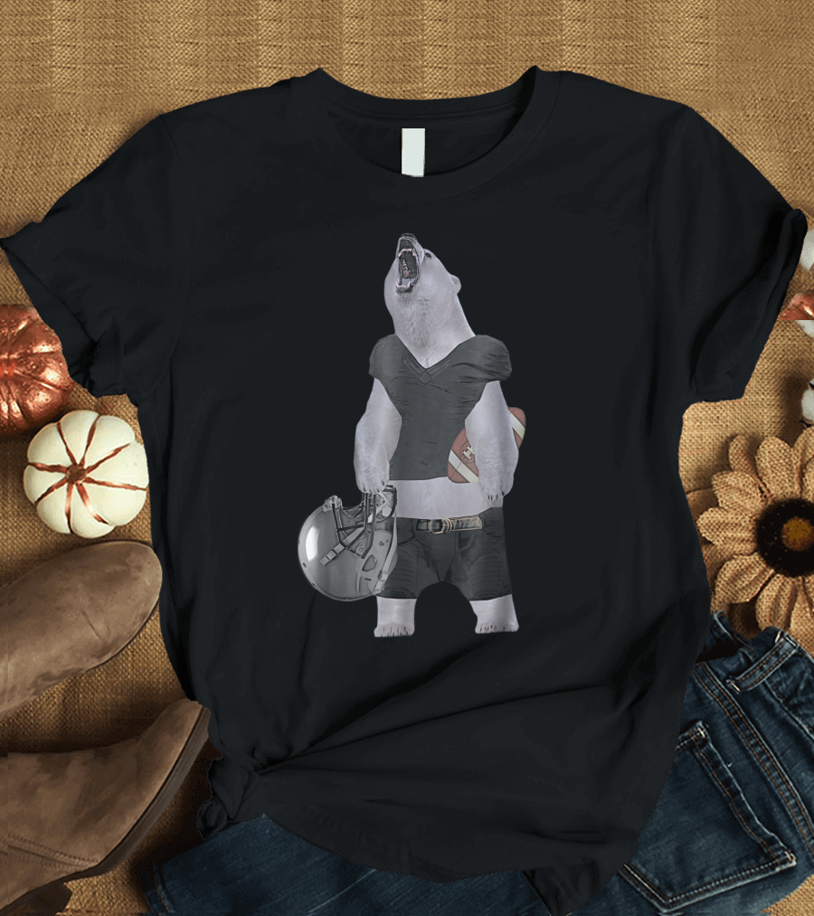 Polar Bear Football Player Helmet and Ball By Behrbones T-Shirt