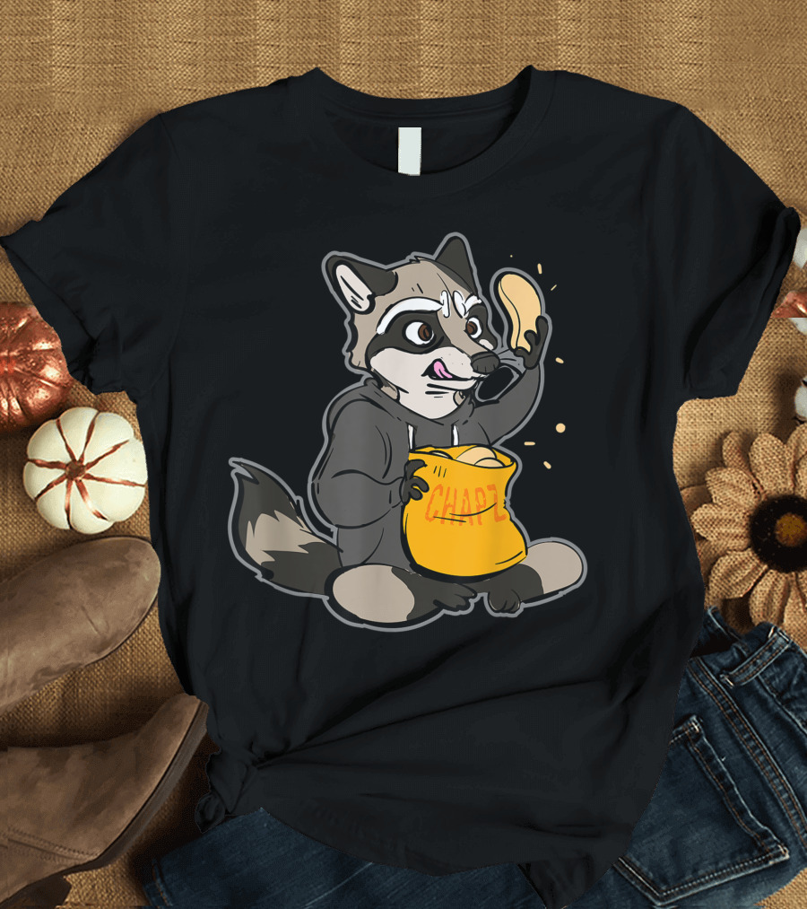 Raccoon Chips Raccoon Furry Furries Tail Ears Cosplay Chapel T-Shirt