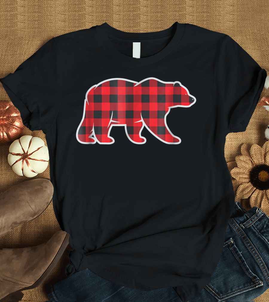 Red Buffalo Plaid Bear Gingham Check T-Shirt