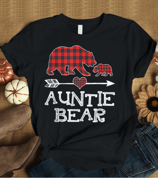 T-Shirt: Auntie Bear Red Plaid Buffalo Matching One Cub T-Shirt Auntie Bear Red Plaid Buffalo Matching One Cub T-Shirt