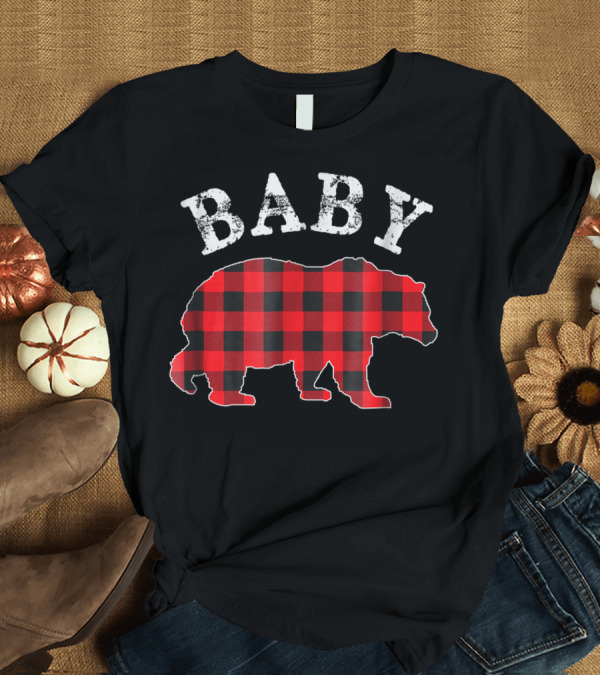 T-Shirt: Baby Red Plaid Buffalo Bear T-Shirt Baby Red Plaid Buffalo Bear T-Shirt