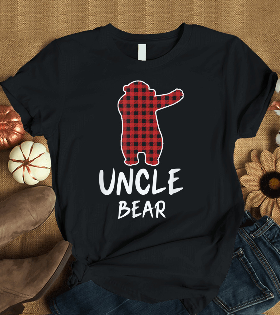Uncle Bear Red Plaid Dabbing Christmas T-Shirt