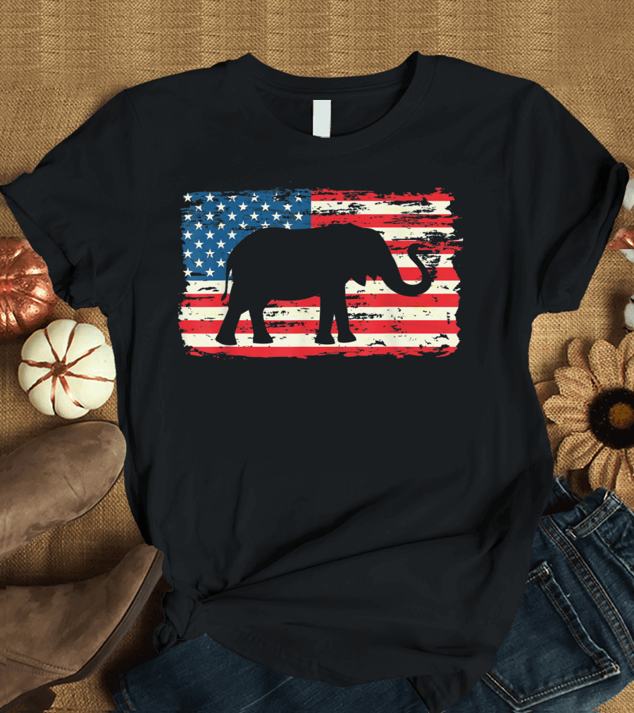 Republican Party Elephant USA Flag Elections Vote Patriotic T-Shirt