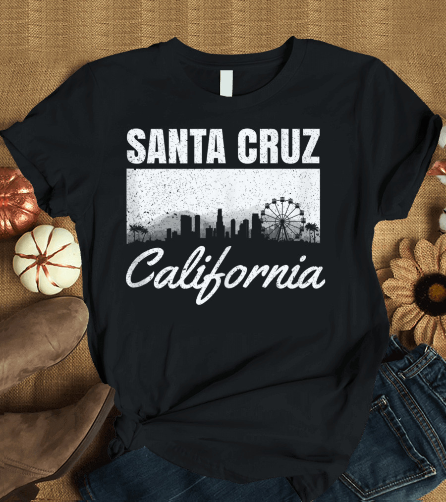 Santa Cruz California Distressed Skyline Ferris Wheel T-Shirt