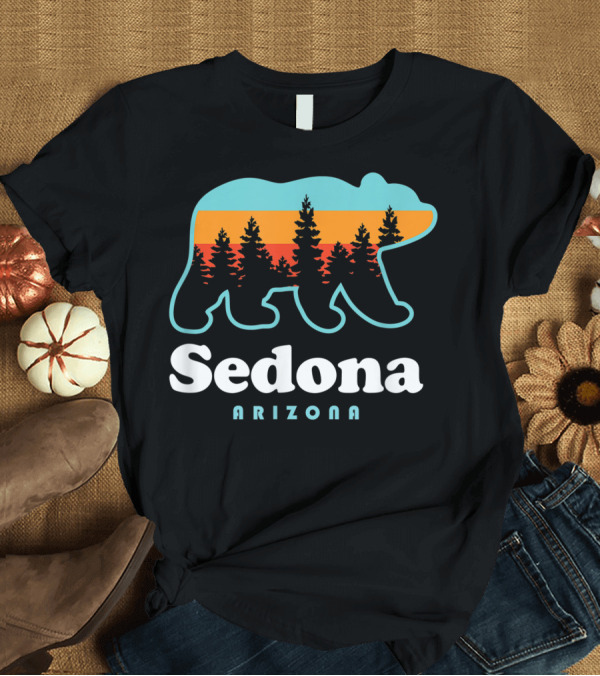T-Shirt: Sedona Arizona Bear with Sunset and Trees T-Shirt Sedona Arizona Bear with Sunset and Trees T-Shirt
