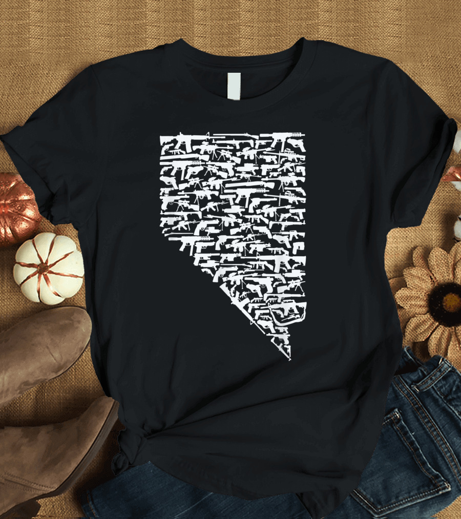 State Of Nevada Composed Of Firearms Celebrating 2nd Amendment Rights T-Shirt