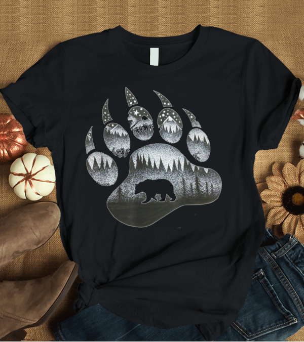 T-Shirt: Touching Ghost Spirit Bear Paw Nature Mountain Forest T-Shirt Touching Ghost Spirit Bear Paw Nature Mountain Forest T-Shirt