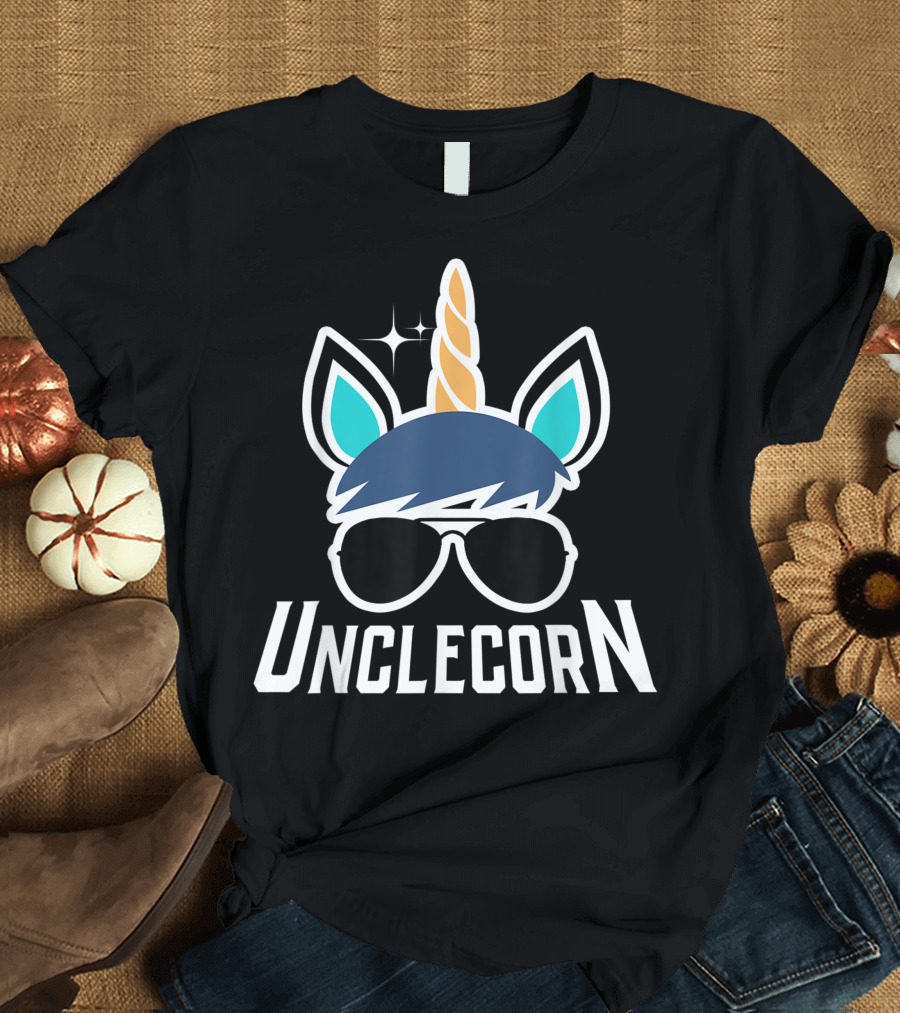 Unclecorn Unicorn Uncle Uncles Day Cool Shades and Horn T-Shirt