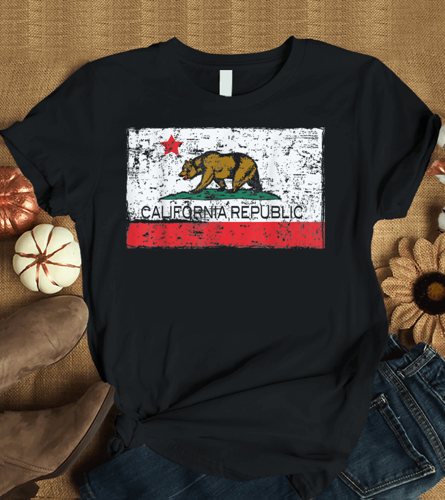 Vintage California Republic Bear Flag Cali Life I Love T-Shirt