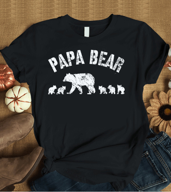 T-Shirt: Papa Bear with Five Cubs Vintage Dad Father T-Shirt Papa Bear with Five Cubs Vintage Dad Father T-Shirt