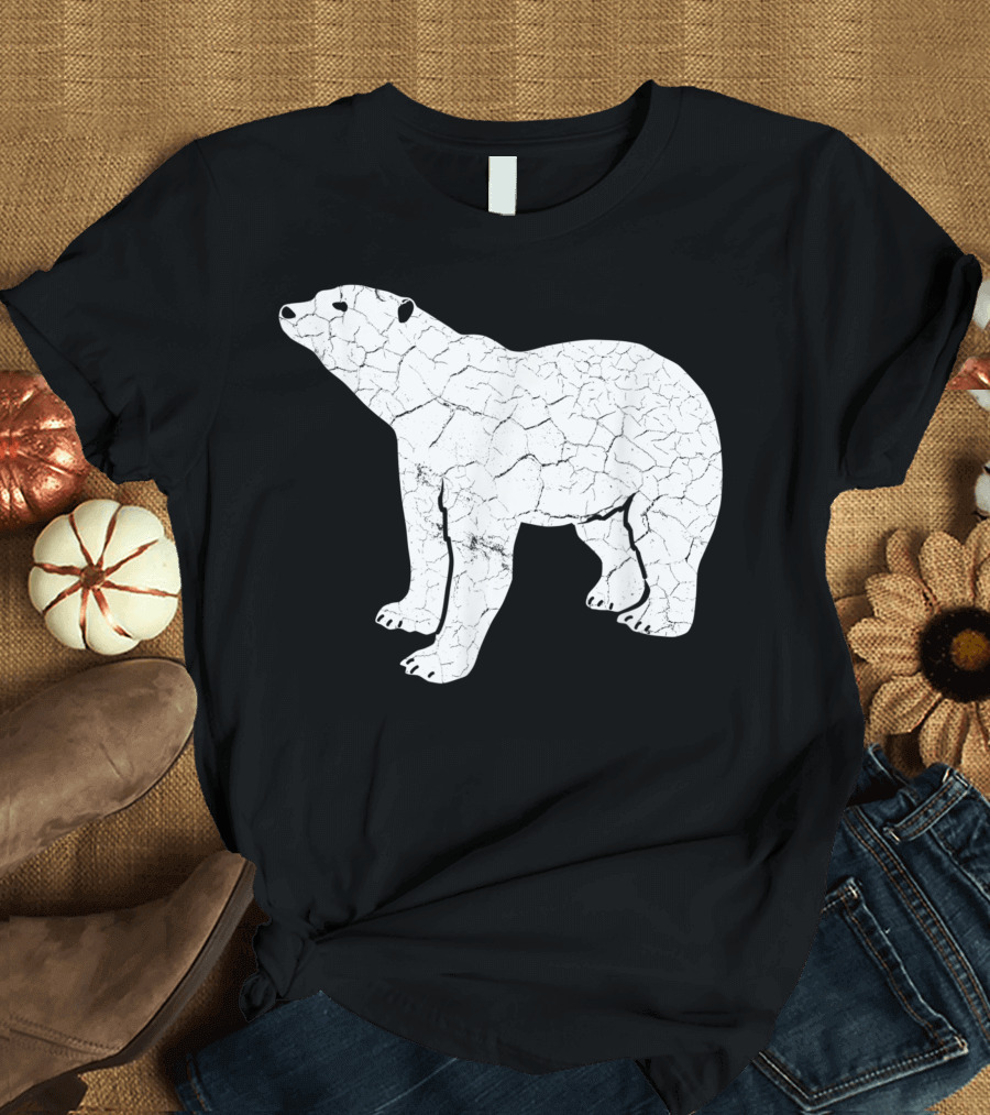 Vintage Cracked Texture Polar Bear Icon T-Shirt