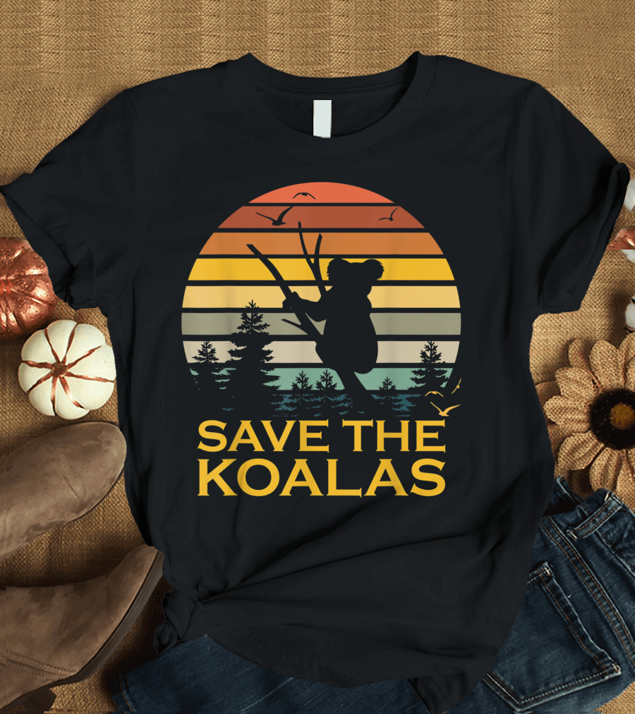 Save The Koalas Vintage Sunset Silhouette Animal Lovers T-Shirt