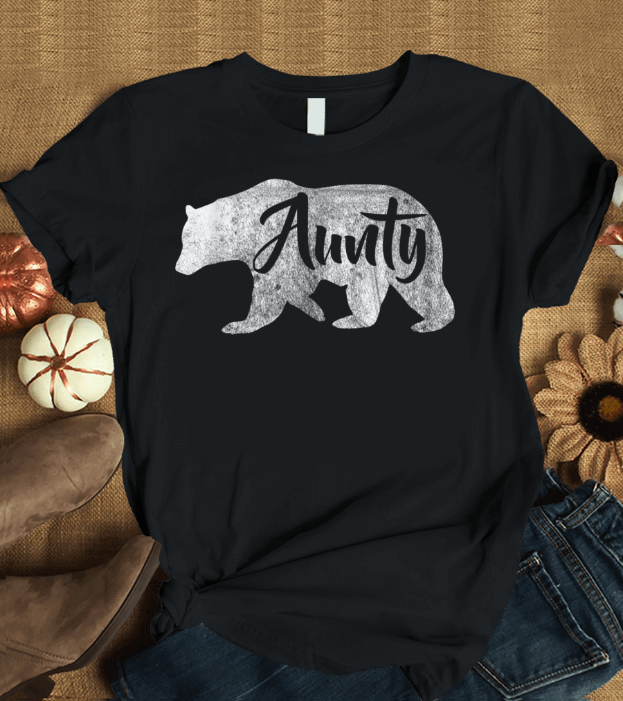 Aunty Bear Outdoors Family Aunties Text Bear T-Shirt