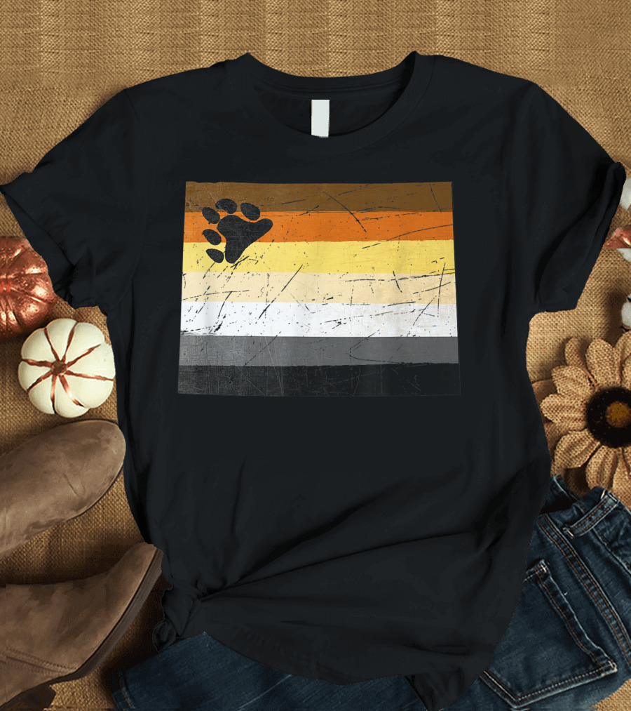 Wyoming Gay Bear Pride Flag with Bear Paw Stripes T-Shirt