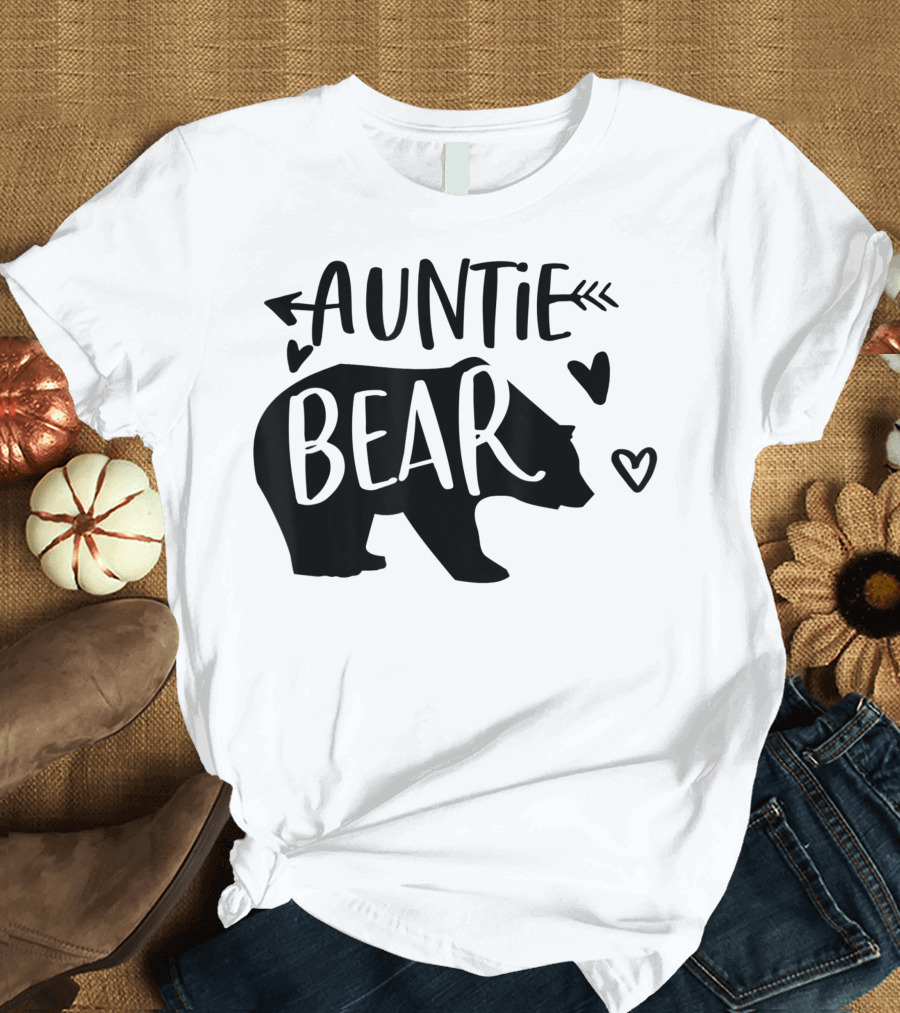 Auntie Bear Heart Arrow Cute Family Aun Bear T-Shirt