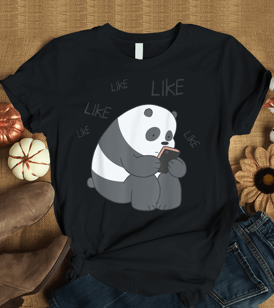 Cn We Bare Bears Panda Like Phone Scrolling T-Shirt