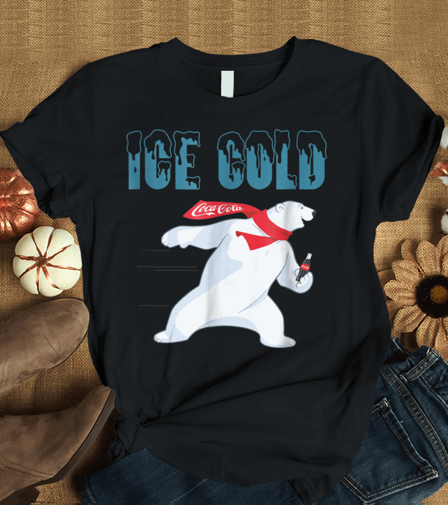 Coca Cola Ice Cold Polar Bear Holding Coke Bottle T-Shirt