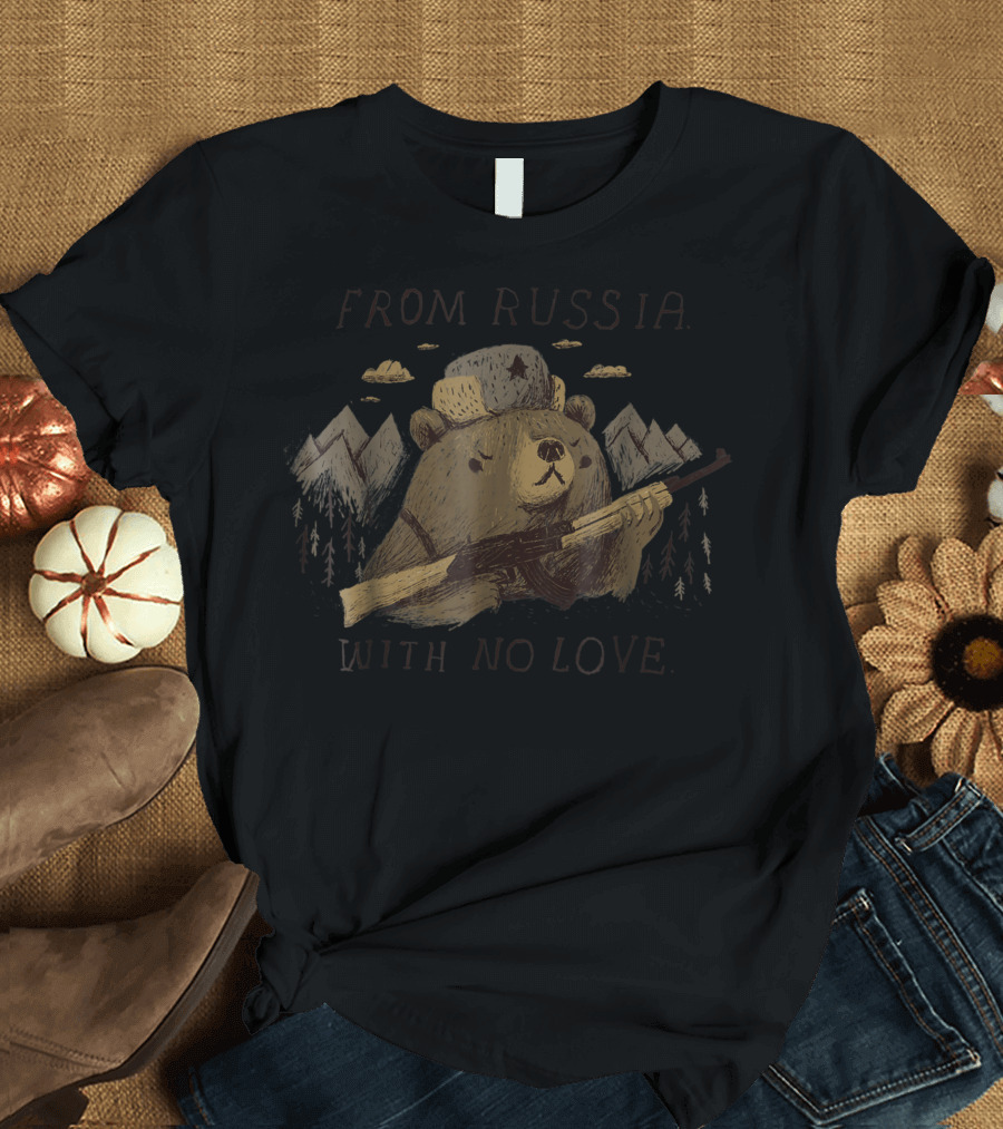 From Russia With No Love Bear Russian Bear Rifle Mountains Hat T-Shirt