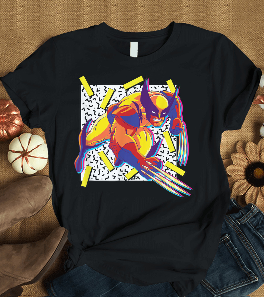 Marvel X Men Wolverine 90s Retro Neon T-Shirt